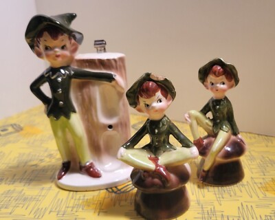 Vintage 1950's Pixie ELVES Set Enesco. ~ As Is, As Found.