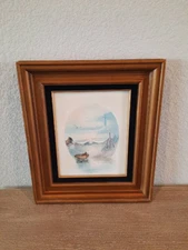 W. Zeller Painting on Canvas of Seascape and Lighthouse Framed without Glass