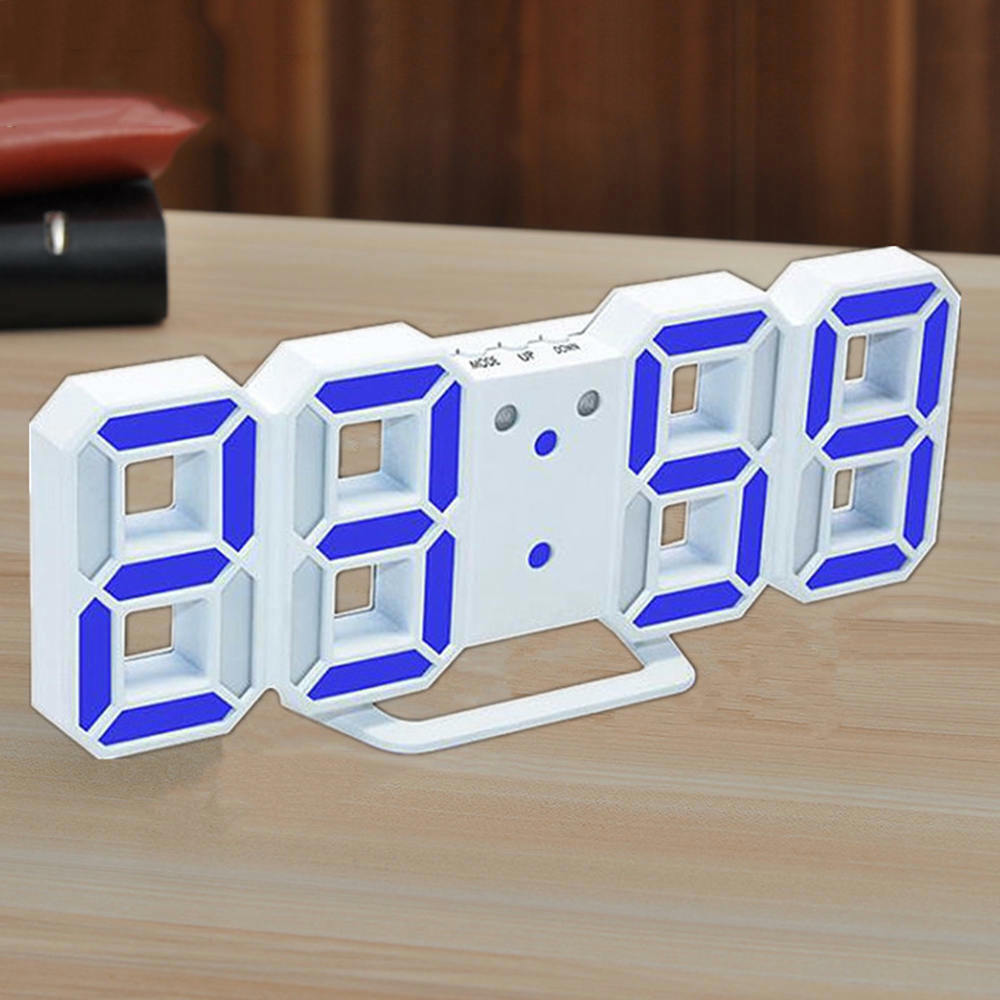 Led Digital Alarm Wall Clock 3D Table Clock Small Dimmable Time 12/24
