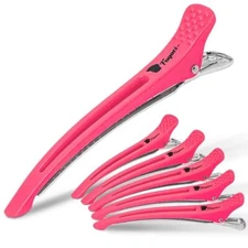  Firm Grip Hair Clips for Styling Sectioning with Silicone 6 Hair Clips - Pink
