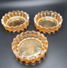 3 pc Set Vintage Marigold Carnival Glass Open Master Salt Cellar or Dip 3"