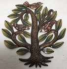 Colorful Tree Of Life With Birds Garden Wall Art Lacquered Metal Indoor 12 X 10