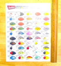 Original HEDDON PUNKINSEED Lure Collector Series 9630 Color Chart New