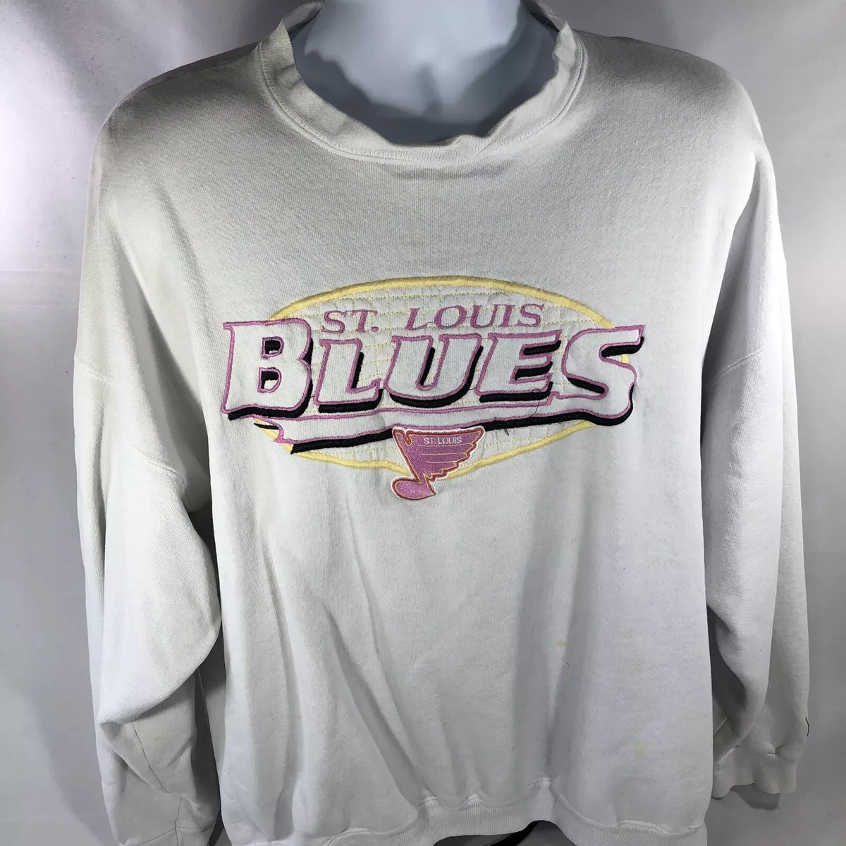 VINTAGE ST LOUIS BLUES LOGO ATHLETIC SWEATSHIRT WOMENS XL PULLOVER 90s USA  MADE