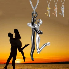 18K Love Hug Necklace Couple Anniversary Valentine's Day Gift Fashion Simple Tem
