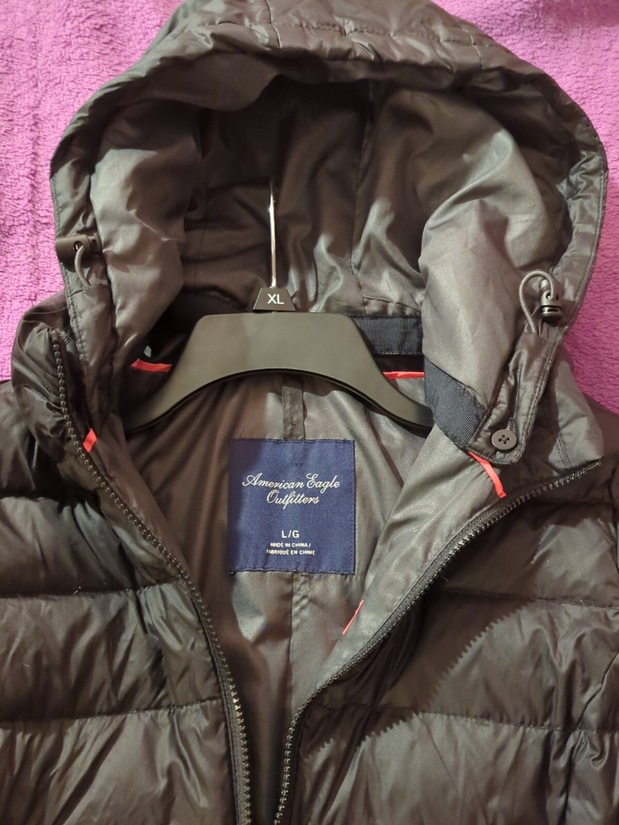 American eagle down puffer coat hooded size large women's | eBay