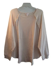 LC LAUREN CONRAD English Cream ROUND NECK RAGLAN SLEEVE RUFFLE TUNIC TOP 2X NWOT