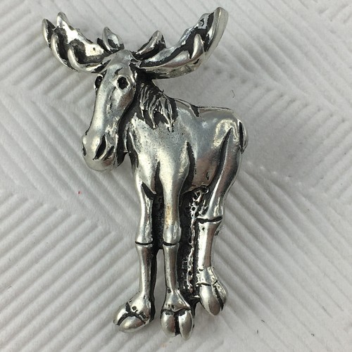 SEAGULL Canada JP210 Moose Pewter Silver Tone Brooch Pin VGC (TRACK & INSURANCE) - Picture 2 of 16