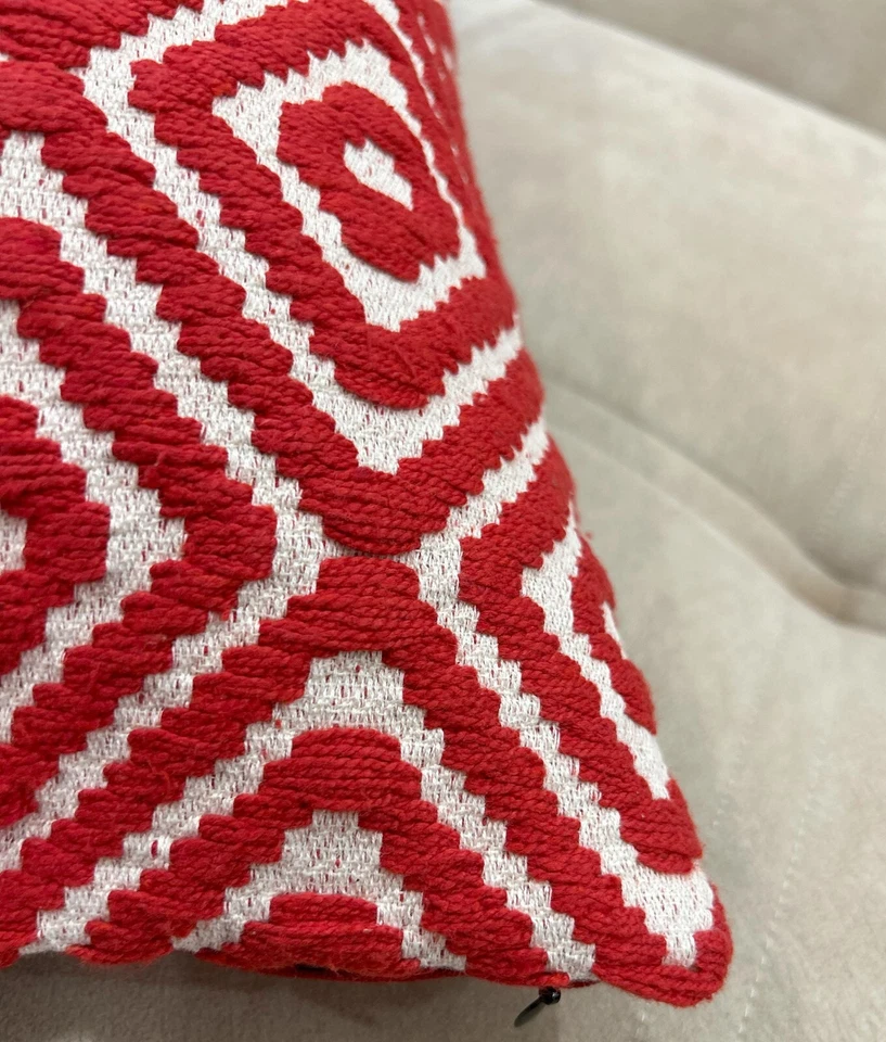 Lumbar Pillow Cover Rectangular Cushion Cover Red Decorative Throw Pillow Cover - Image 3 of 4