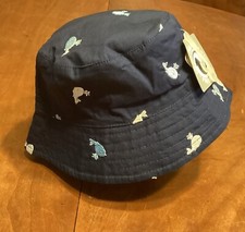 Toby - Infant Boy Blue Bucket Hat Whale Reversable 6-12M