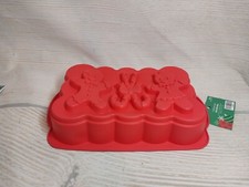 New! Red Gingerbread Candy Canes Silicone Candy Cake Mold Kitchen Treats 9x6"