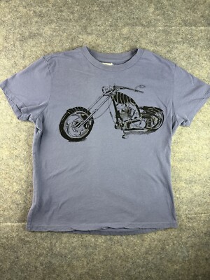 Vintage Biker T Shirt HE By Mango Adult Size M Light Purple Y2K Graphic Cotton