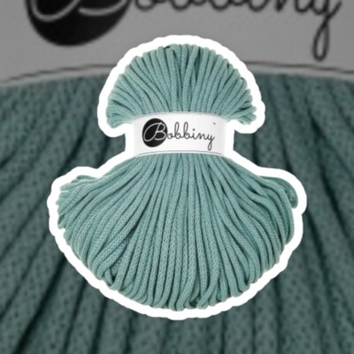 Bobbiny Premium 5mm Braided Cotton Cord 100 Meters  Duck Egg Blue 