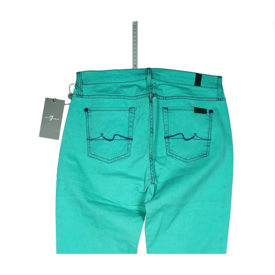 7 For All Mankind Mujer Vaqueros Stretch Skinny Sucio Óptica M W29 L30 Verde Neu - Imagen 4 de 4