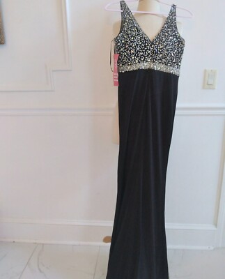 Formal or Prom Dress by Crystal Doll Black Evening Gown Beaded