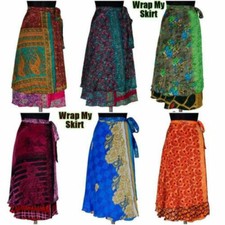 Wholesale Lot Vintage Silk Sari Wrap Skirts Recycled Magic Bohemian Multicolor