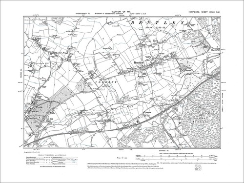 Froyle, Lower Froyle, Bentley, Old Map Hampshire 1911: 28SW