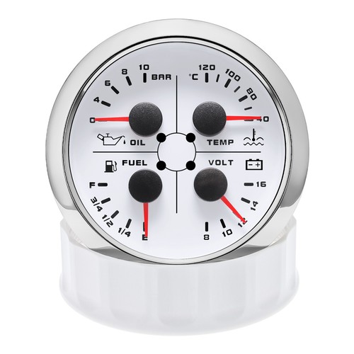 85mm 4 IN 1 Multifunction Gauge Fuel Level Oil Pressure Water Temp Volt for Boat - Picture 6 of 15