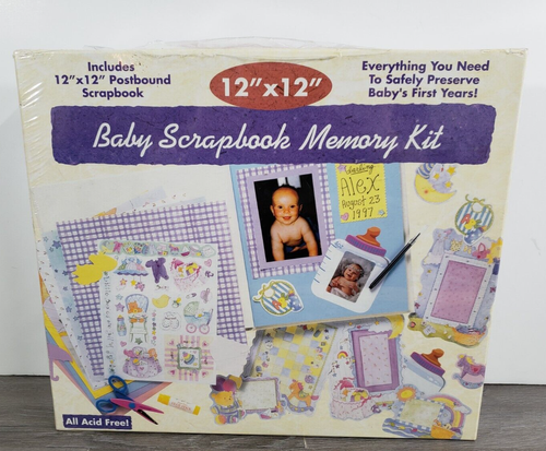 NEW 12"x12" Baby Scrapbook Memory Kit by Remember When Acid Free Post bound Book - Afbeelding 1 van 8