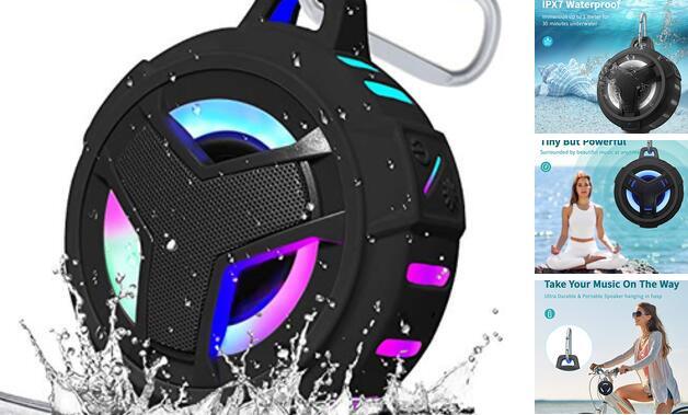 Bluetooth Shower Speaker, Portable Bluetooth Speakers, IP67 Waterproof Black