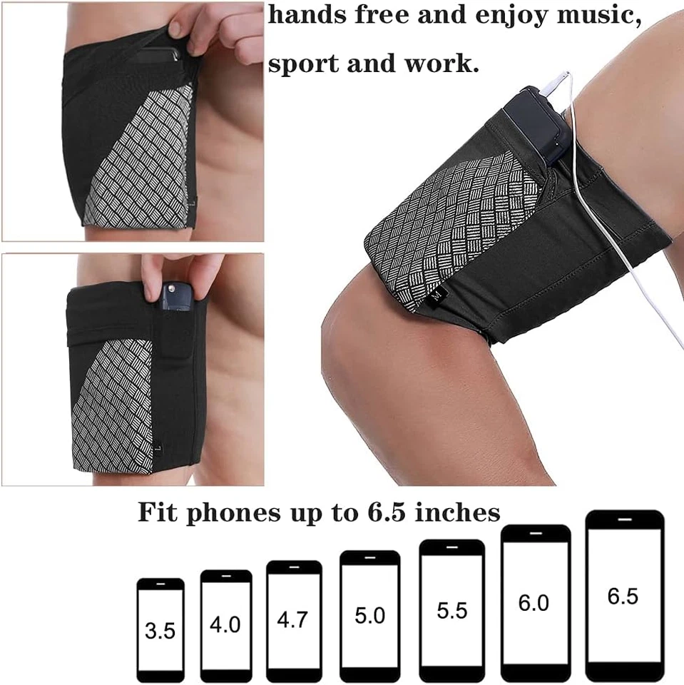 Brazalete deportivo universal para teléfonos - Correr, fitness, gimnasio - Negro - Talla M Foto 3 de 4