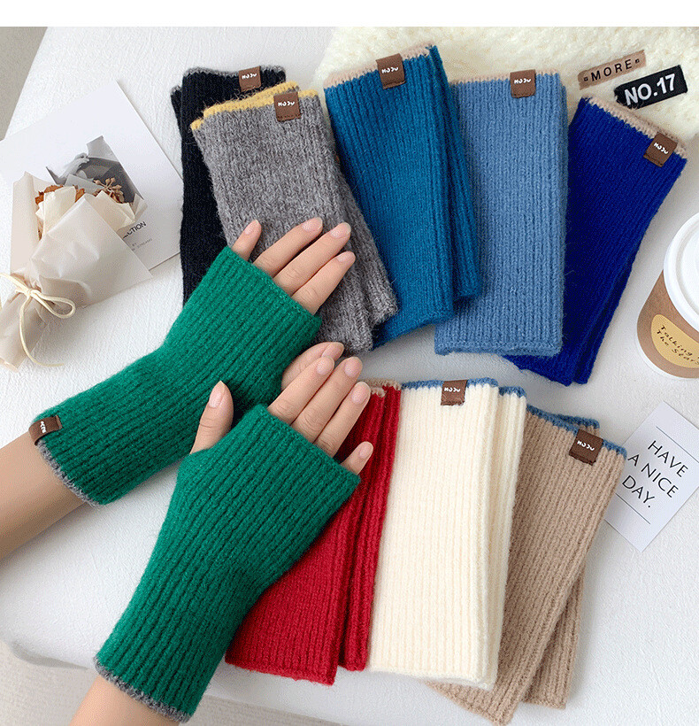 1 par de guantes cálidos de invierno de cachemir sin dedos calentador de manos guantes regalo