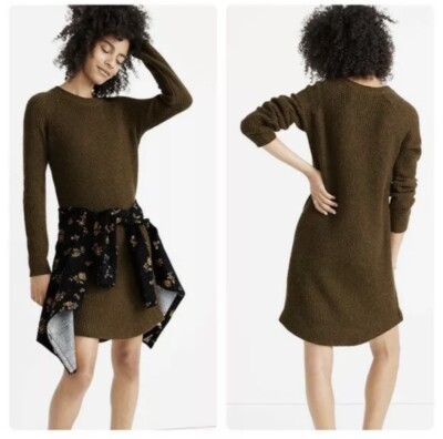 NWT $118 Madewell Curved Hem Wool Blend Knit Sweater Dress