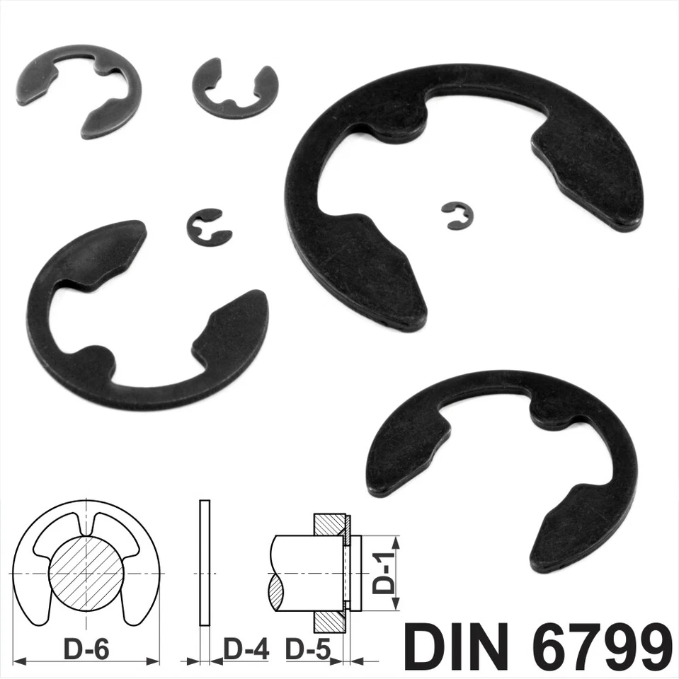 EJ PARTS External E Clips Circlip C Clip Retaining Clips DIN 6799 1.5mm<24mm Spring Steel