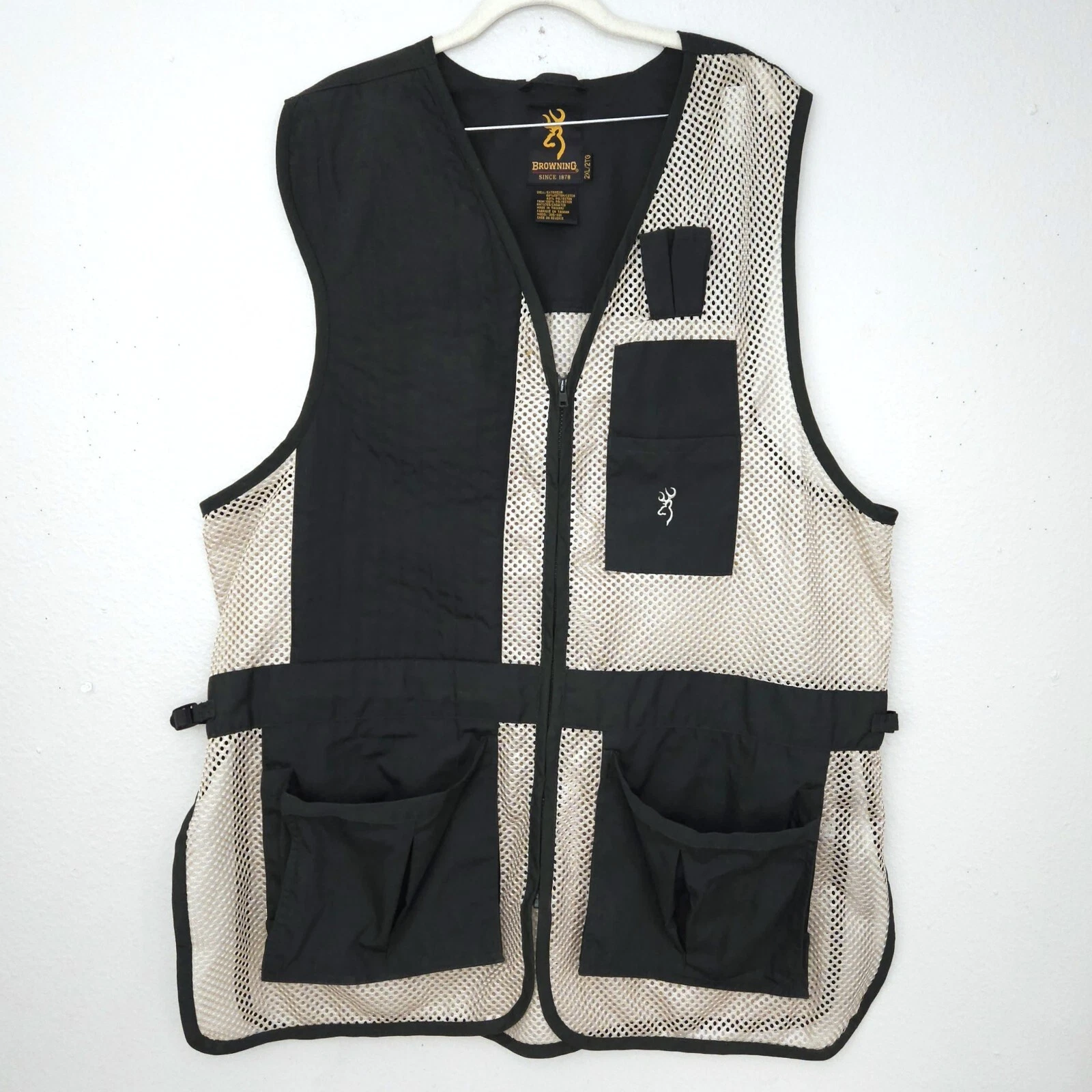 Browning Trapper Creek Hunting Fishing Vest Mens 2XL XXL Green Tan Mesh Full-Zip