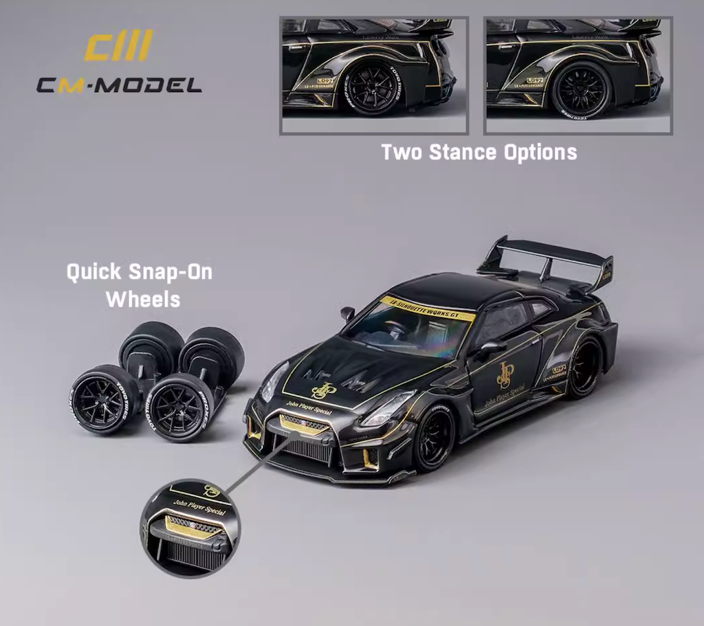 CM 1:64 JDM Black LBWK GTR R35 JPS Racing Sport Model