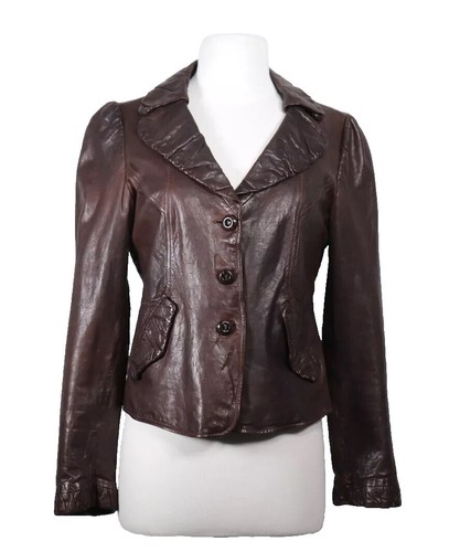 専用ARMANI COLLEZIONI leather jacket brown Armani Collezioni Women's Brown Genuine Leather+Cotton Full