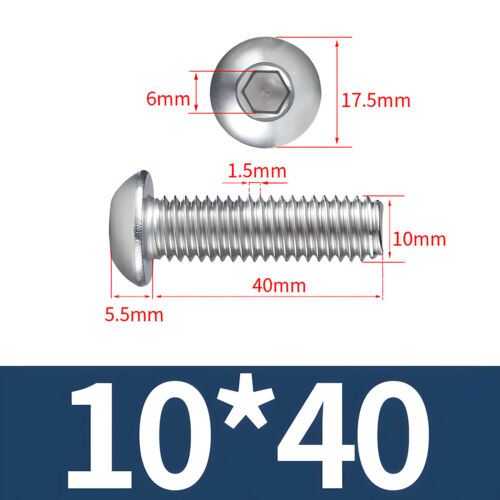 M10 ISO 7380 acero inoxidable A2 A4 tornillos de cabeza de lente hexágono interior cabeza de lente M10x - Imagen 10 de 23