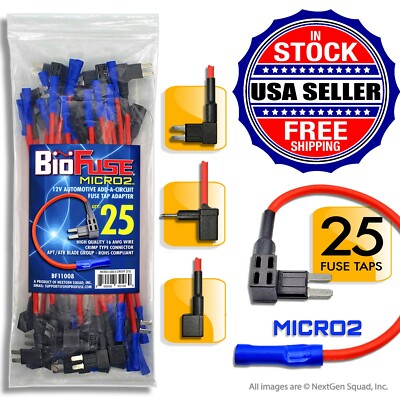BioFuse  25 PACK - Micro2 APT ATR - 16 AWG - Add Circuit - Fuse Tap Holders Lot