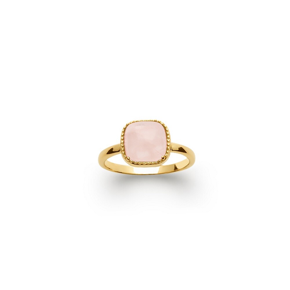 Bague quartz rose carrée anti-ternissement en plaqué or 18 carats durable