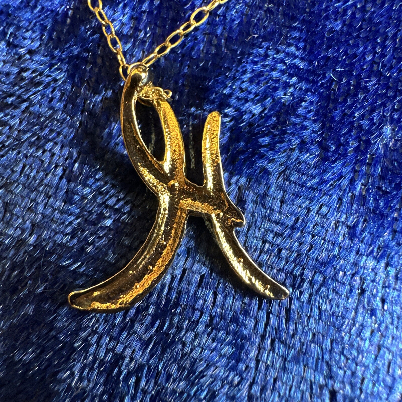 Gold Tone H Monogram Script Initial Charm on Dain… - image 2