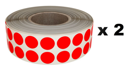 Royal Green Round Dot Stickers Neon Red 17mm 2440 Pack on Rolls - Picture 2 of 9