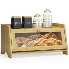 Bread Box for Kitchen Countertop,Large Bread Container Storage, Wooden Farmhouse