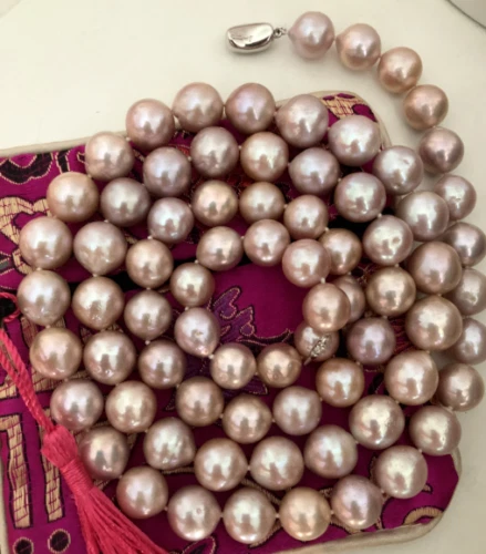 Gorgeous 11-12mm South Sea Lavender Baroque Pearl Necklace 38inch 925s - Image 2 of 3