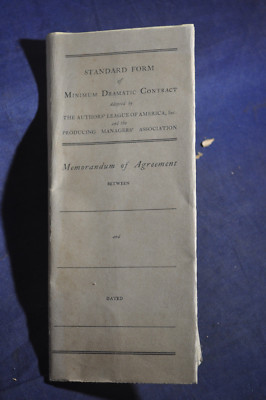 1920s Standard Form for Minimum Dramatic Contract