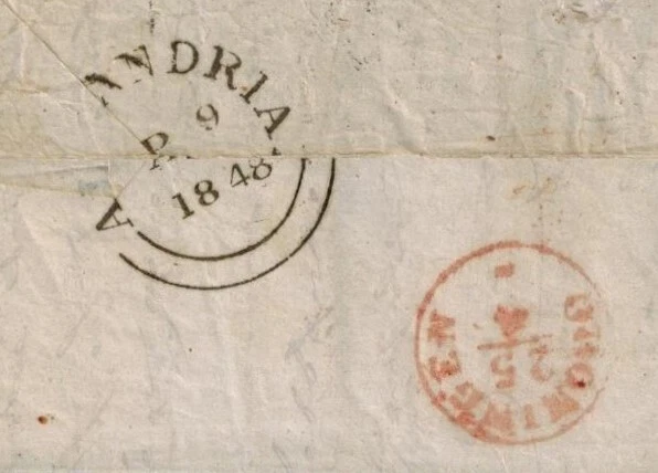 Dutch East Indies Pre Stamp 1848 Full Cover w/ MALTA DISINFECTION Red on Back - Image 2 of 4