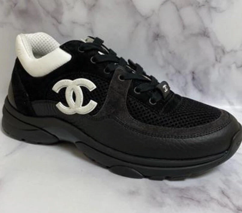 Chanel Black CC Logo Runner Trainer Sneaker