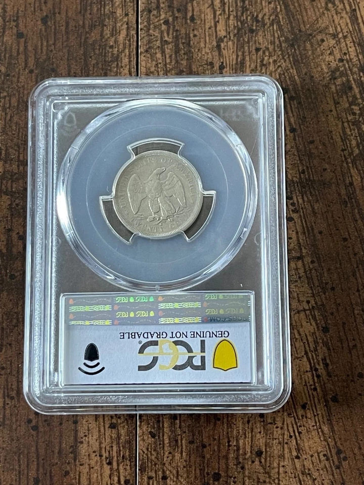 1875 S 20 Cent piece, VF Detail, Corrosion removed, die crack? PCGS Graded - Image 2 of 3