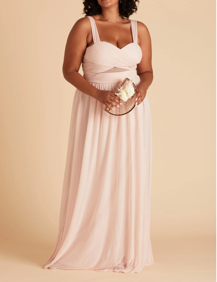 bridesmaid dresses lynchburg va Pale Blush Dress Mesh Size Large Short Sleeves Size:44D Bridal stores Ashley Lauren Tight Fitting Long Dress