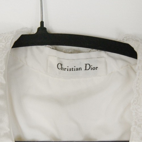 Vintage 50’s Christian Dior Floral Quilted Ivory Button Satin Robe Medium - Picture 8 of 9