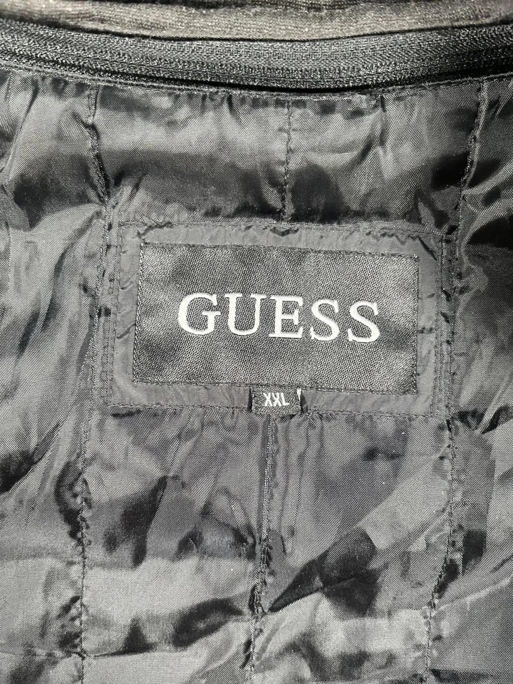 Guess Jacket Mens 2XL Black Hooded Full Zip Quilted Polyester Outdoor Coat Warm - Image 3 of 4