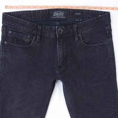 Herrens SuperDry SKINNY Slim Elasthan Schwarz Jeans W34 L32