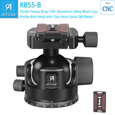 55mm Heavy Duty Tripod Head Black Low Profile Ball Head CNC Heavy Duty Ball Head