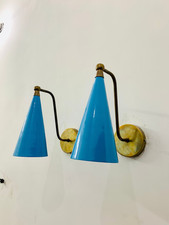 Brass Cone Wall Sconce - Mid Century Italian Style - Set of Two