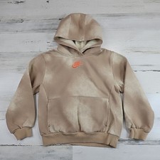 Nike Acid Wash Hoodie Sweatshirt Kids 6-7 Years Large Tan Khaki Pullover