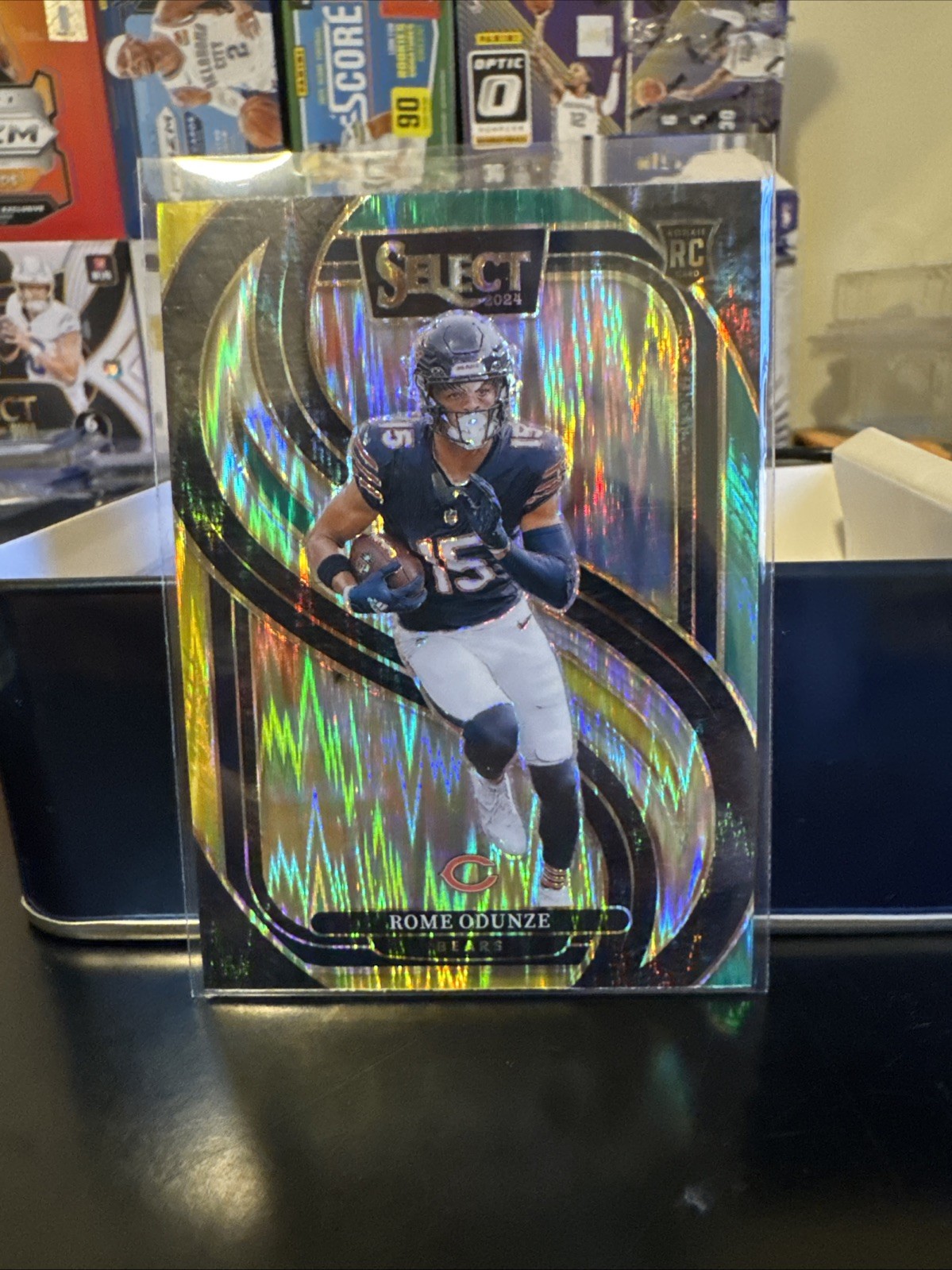 2024 Panini Select - Premier Level Rome Odunze #136 Green & Yellow Shock  (RC)